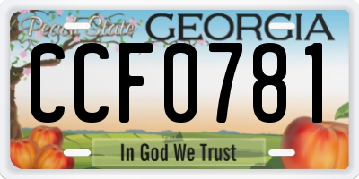 GA license plate CCF0781