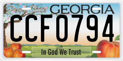 GA license plate CCF0794