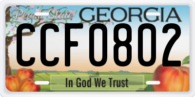 GA license plate CCF0802