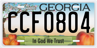 GA license plate CCF0804