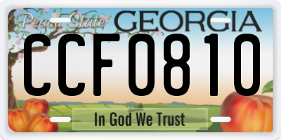 GA license plate CCF0810