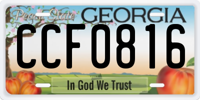 GA license plate CCF0816