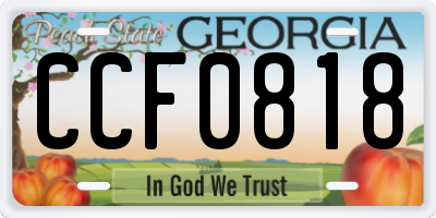 GA license plate CCF0818