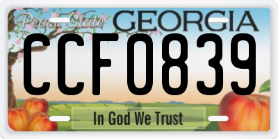 GA license plate CCF0839