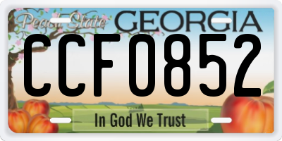 GA license plate CCF0852