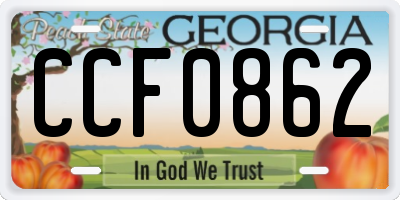 GA license plate CCF0862