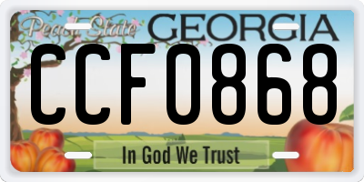 GA license plate CCF0868