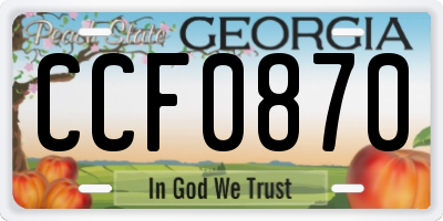 GA license plate CCF0870