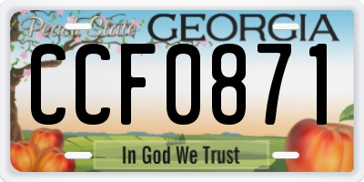 GA license plate CCF0871