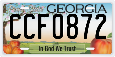 GA license plate CCF0872