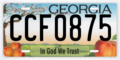 GA license plate CCF0875