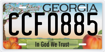 GA license plate CCF0885