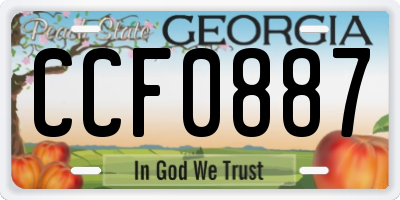 GA license plate CCF0887