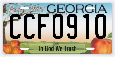 GA license plate CCF0910
