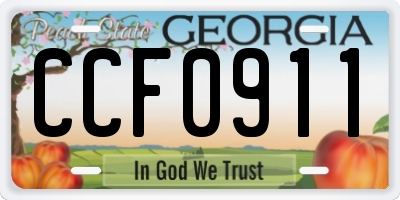 GA license plate CCF0911