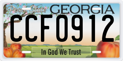 GA license plate CCF0912
