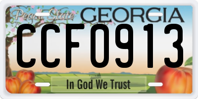 GA license plate CCF0913