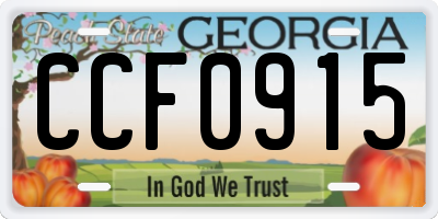 GA license plate CCF0915
