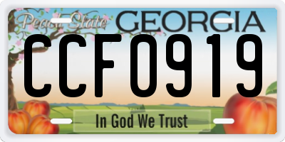 GA license plate CCF0919