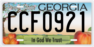 GA license plate CCF0921