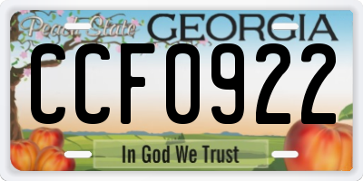 GA license plate CCF0922