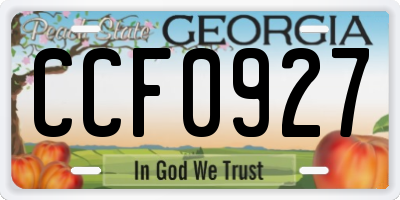 GA license plate CCF0927