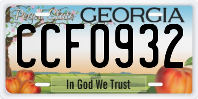 GA license plate CCF0932