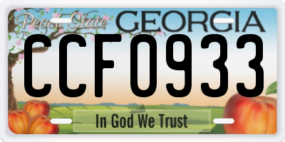 GA license plate CCF0933