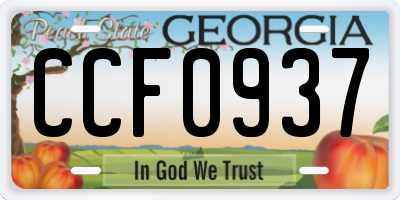 GA license plate CCF0937