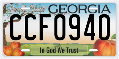 GA license plate CCF0940