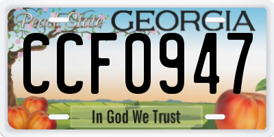 GA license plate CCF0947