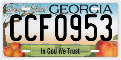 GA license plate CCF0953