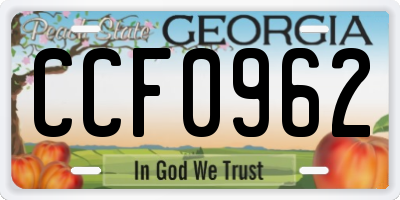 GA license plate CCF0962