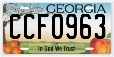 GA license plate CCF0963