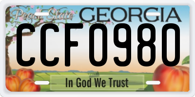 GA license plate CCF0980