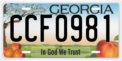 GA license plate CCF0981