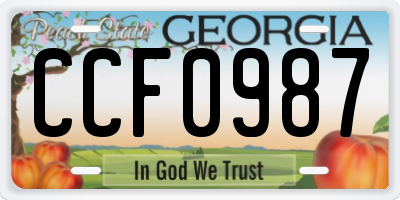 GA license plate CCF0987