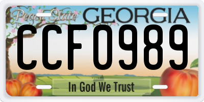 GA license plate CCF0989