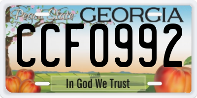 GA license plate CCF0992