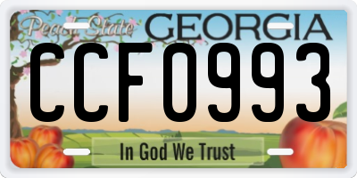 GA license plate CCF0993