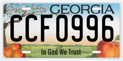 GA license plate CCF0996