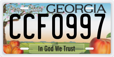 GA license plate CCF0997