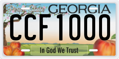 GA license plate CCF1000