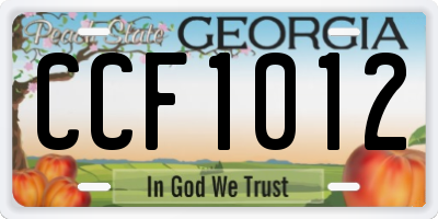 GA license plate CCF1012
