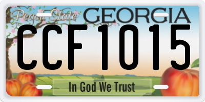 GA license plate CCF1015