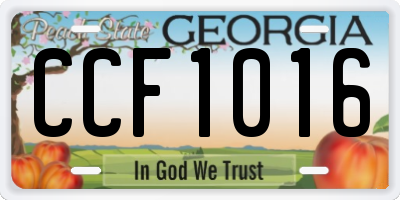 GA license plate CCF1016