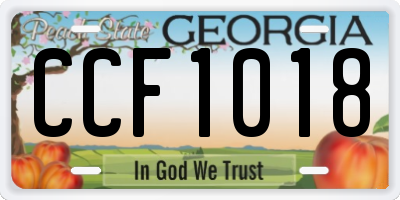 GA license plate CCF1018