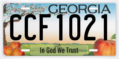 GA license plate CCF1021