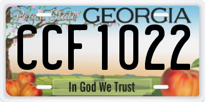 GA license plate CCF1022