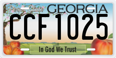 GA license plate CCF1025